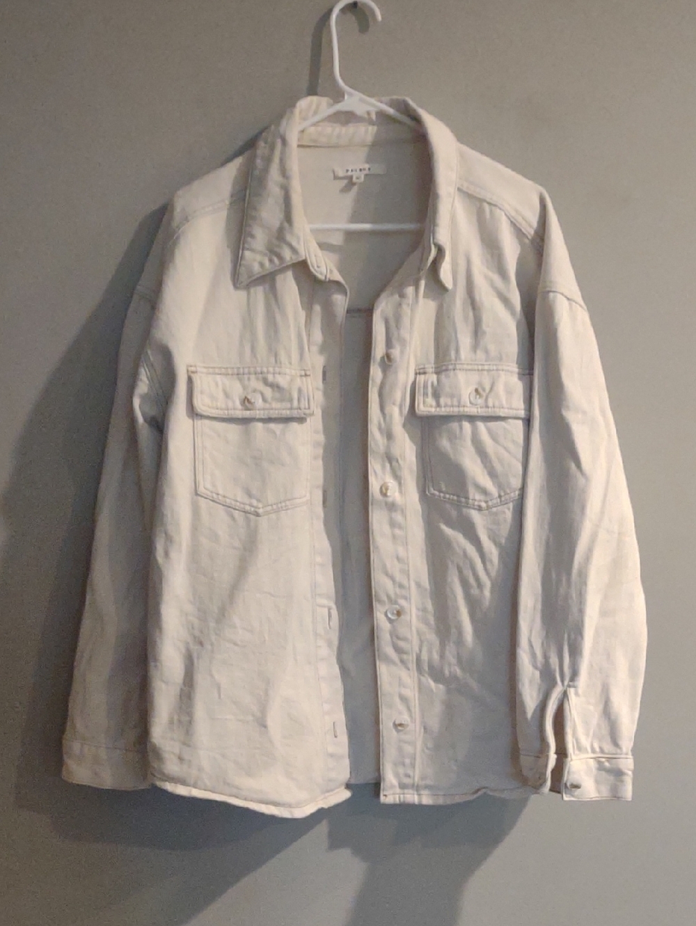 PacSun Women's Med/Large Cream Denim Button-Up Overshirt